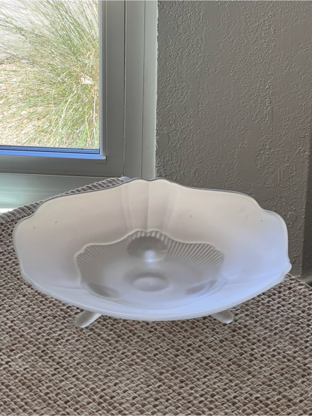 Vintage Satin Glass Decorative Footed Bowl